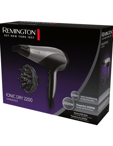 REMINGTON SECADOR DE PELO ICONIC DRY 2200W/ DIFUSOR/ NEGRO