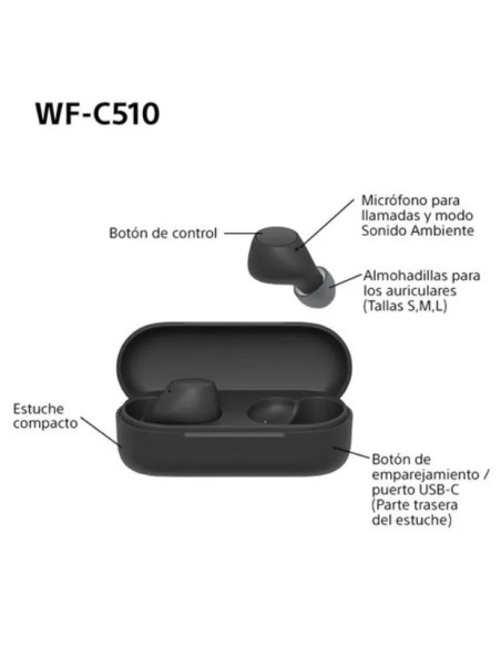 SONY AURICULAR BLUETOOTH WF-C510 NEGRO
