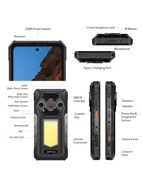 ULEFONE SMARTPHONE RUGERIZADO ARMOR 30 12GB/ 512GB/ 6.95"/ NEGRO