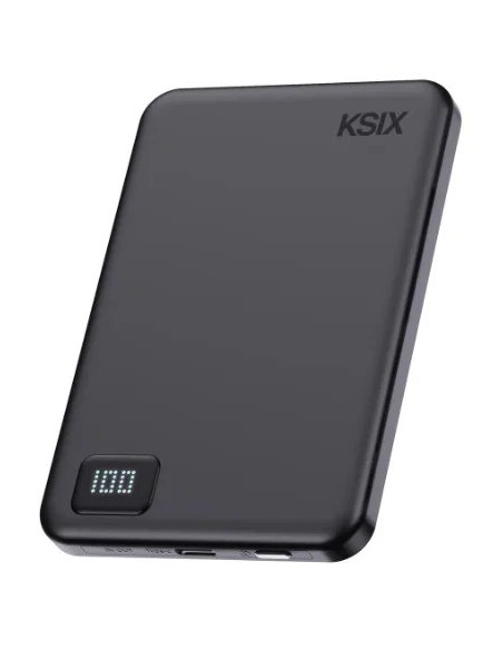 KSIX BATERIA MAGNETICA SLIM DISPLAY 5000mAh PD 20W NEGRO