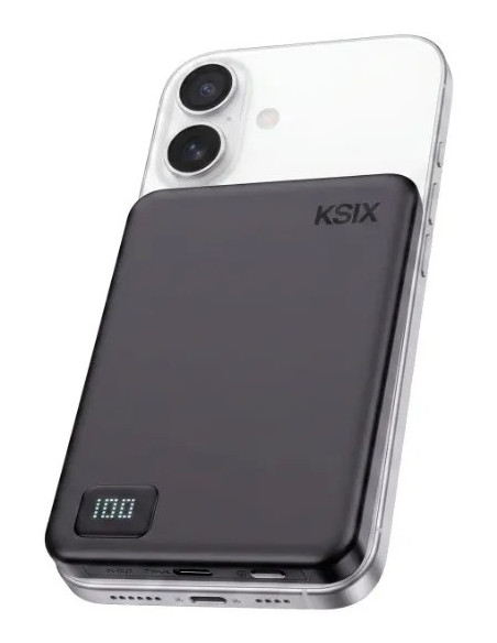 KSIX BATERIA MAGNETICA SLIM DISPLAY 5000mAh PD 20W NEGRO