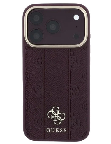 GUESS CARCASA MAGSAFE 4G PEONY STRIPE IPHONE 18 PRO MAX/17 PRO MAX BURDEOS