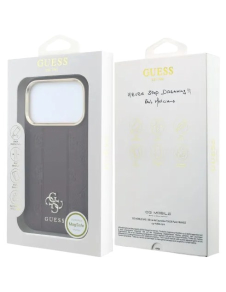 GUESS CARCASA MAGSAFE 4G PEONY STRIPE IPHONE 18 PRO MAX/17 PRO MAX BURDEOS