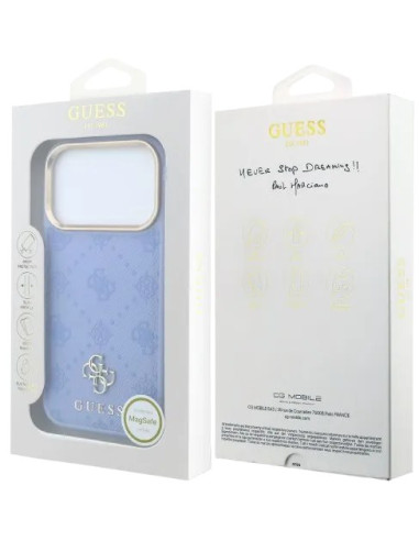 GUESS CARCASA MAGSAFE PEONY 4G SMALL LOGO IPHONE 18 PRO MAX/17 PRO MAX AZUL GLACIAL