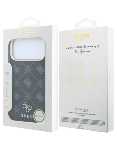 GUESS CARCASA MAGSAFE PEONY 4G SMALL LOGO IPHONE 18 PRO MAX/17 PRO MAX NEGRO