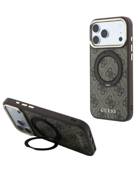 GUESS CARCASA MAGSAFE SOPORTE 360º 4G IPHONE 18 PRO MAX/17 PRO MAX MARRON