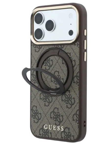 GUESS CARCASA MAGSAFE SOPORTE 360º 4G IPHONE 18 PRO MAX/17 PRO MAX MARRON