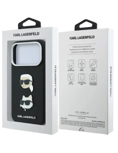 KARL LAGERFELD CARCASA GRAINED K&C HEADS IPHONE 18 PRO/17 PRO NEGRO