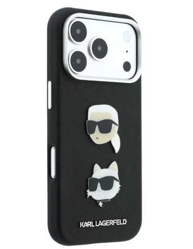 KARL LAGERFELD CARCASA GRAINED K&C HEADS IPHONE 18 PRO MAX/17 PRO MAX NEGRO