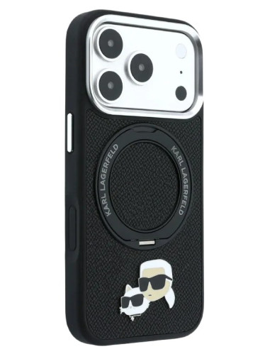 KARL LAGERFELD CARCASA MAGSAFE SOPORTE 360º K&C PIN IPHONE 18 PRO MAX/17 PRO MAX NEGRO