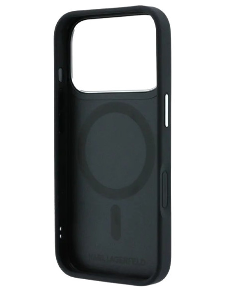KARL LAGERFELD CARCASA MAGSAFE SOPORTE 360º K&C PIN IPHONE 18 PRO MAX/17 PRO MAX NEGRO