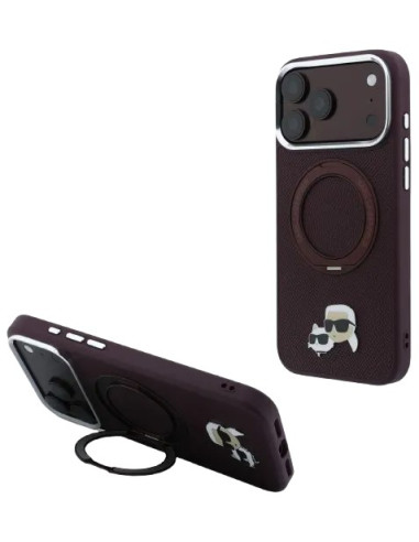 KARL LAGERFELD CARCASA MAGSAFE SOPORTE 360º K&C PIN IPHONE 18 PRO/17 PRO BURDEOS