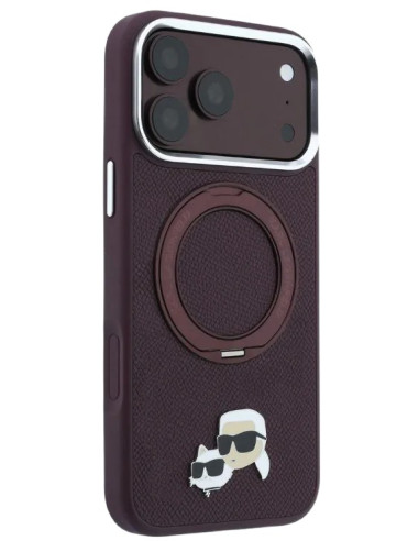 KARL LAGERFELD CARCASA MAGSAFE SOPORTE 360º K&C PIN IPHONE 18 PRO/17 PRO BURDEOS