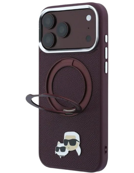 KARL LAGERFELD CARCASA MAGSAFE SOPORTE 360º K&C PIN IPHONE 18 PRO/17 PRO BURDEOS
