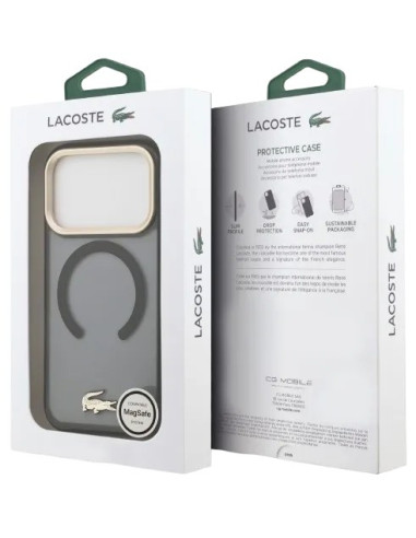 LACOSTE CARCASA MAGSAFE SHOCKPROOF IPHONE 18 PRO/17 PRO DORADO/NEGRO