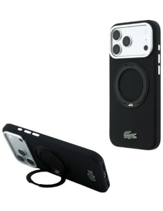 LACOSTE CARCASA SILICONE MAGSAFE RINGSTAND IPHONE 18 PRO MAX/17 PRO MAX NEGRO