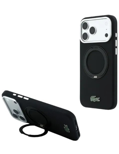 LACOSTE CARCASA SILICONE MAGSAFE RINGSTAND IPHONE 18 PRO MAX/17 PRO MAX NEGRO