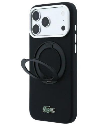 LACOSTE CARCASA SILICONE MAGSAFE RINGSTAND IPHONE 18 PRO MAX/17 PRO MAX NEGRO