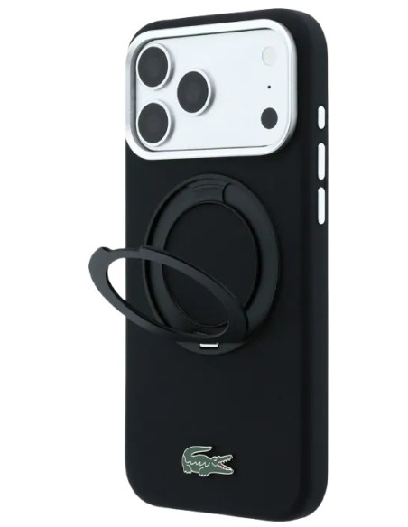 LACOSTE CARCASA SILICONE MAGSAFE RINGSTAND IPHONE 18 PRO MAX/17 PRO MAX NEGRO