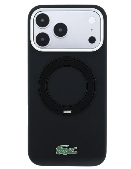 LACOSTE CARCASA SILICONE MAGSAFE RINGSTAND IPHONE 18 PRO MAX/17 PRO MAX NEGRO