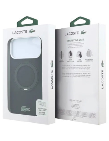 LACOSTE CARCASA SILICONE MAGSAFE RINGSTAND IPHONE 18 PRO MAX/17 PRO MAX NEGRO