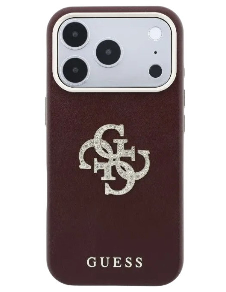 GUESS CARCASA 4G STRASS DIAMOND LOGO IPHONE 18 PRO MAX/17 PRO MAX BURDEOS