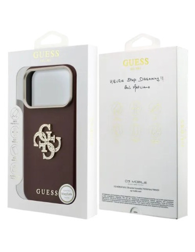 GUESS CARCASA 4G STRASS DIAMOND LOGO IPHONE 18 PRO MAX/17 PRO MAX BURDEOS