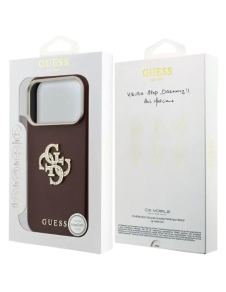 GUESS CARCASA 4G STRASS DIAMOND LOGO IPHONE 18 PRO MAX/17 PRO MAX BURDEOS