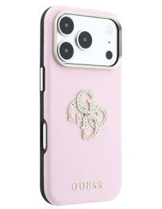 GUESS CARCASA 4G STRASS DIAMOND LOGO IPHONE 18 PRO MAX/17 PRO MAX ROSA 2