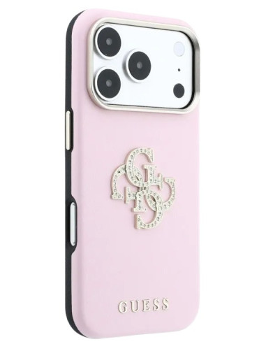 GUESS CARCASA 4G STRASS DIAMOND LOGO IPHONE 18 PRO MAX/17 PRO MAX ROSA