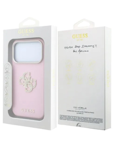 GUESS CARCASA 4G STRASS DIAMOND LOGO IPHONE 18 PRO MAX/17 PRO MAX ROSA