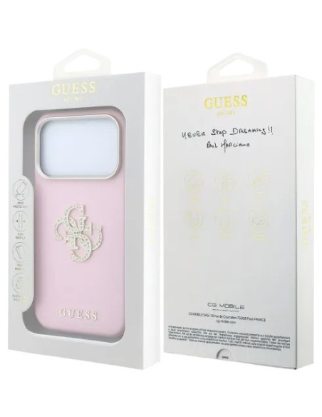 GUESS CARCASA 4G STRASS DIAMOND LOGO IPHONE 18 PRO MAX/17 PRO MAX ROSA
