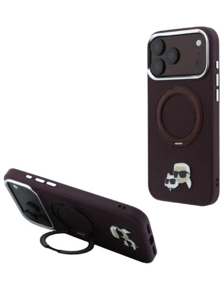 KARL LAGERFELD CARCASA MAGSAFE SOPORTE 360º K&C PIN IPHONE 18 PRO MAX/17 PRO MAX BURDEOS