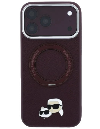 KARL LAGERFELD CARCASA MAGSAFE SOPORTE 360º K&C PIN IPHONE 18 PRO MAX/17 PRO MAX BURDEOS