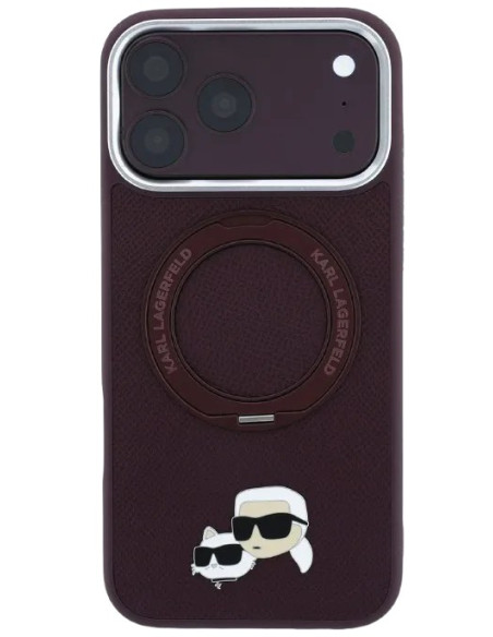 KARL LAGERFELD CARCASA MAGSAFE SOPORTE 360º K&C PIN IPHONE 18 PRO MAX/17 PRO MAX BURDEOS