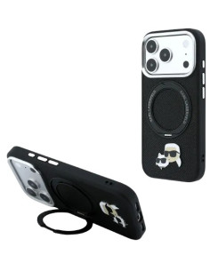 KARL LAGERFELD CARCASA MAGSAFE SOPORTE 360º K&C PIN IPHONE 18 PRO/17 PRO NEGRO