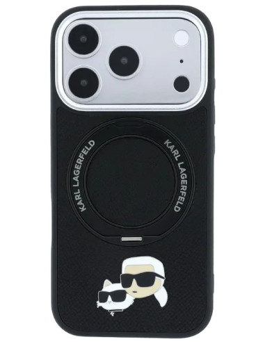 KARL LAGERFELD CARCASA MAGSAFE SOPORTE 360º K&C PIN IPHONE 18 PRO/17 PRO NEGRO