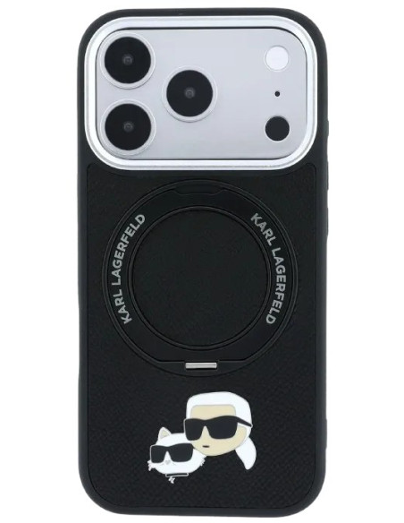 KARL LAGERFELD CARCASA MAGSAFE SOPORTE 360º K&C PIN IPHONE 18 PRO/17 PRO NEGRO