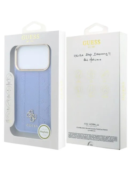 GUESS CARCASA MAGSAFE 4G PEONY STRIPE IPHONE 18 PRO MAX/17 PRO MAX AZUL GLACIAL