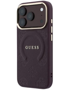 GUESS CARCASA MAGSAFE SAFFIANO PEONY RING IPHONE 18 PRO MAX/17 PRO MAX BURDEOS