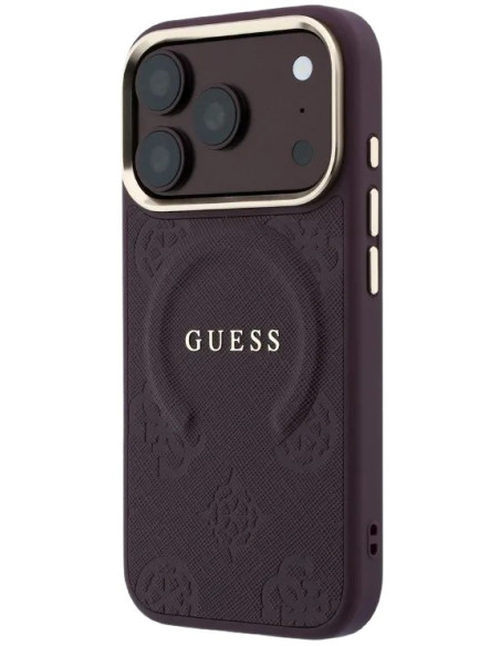 GUESS CARCASA MAGSAFE SAFFIANO PEONY RING IPHONE 18 PRO MAX/17 PRO MAX BURDEOS