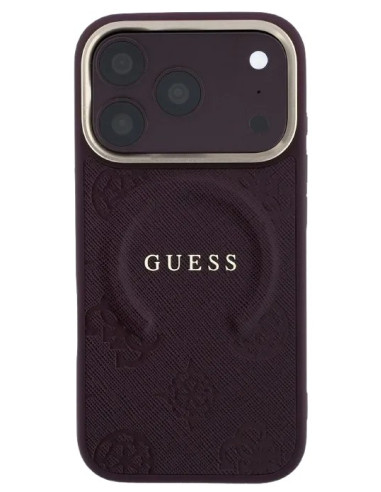 GUESS CARCASA MAGSAFE SAFFIANO PEONY RING IPHONE 18 PRO MAX/17 PRO MAX BURDEOS