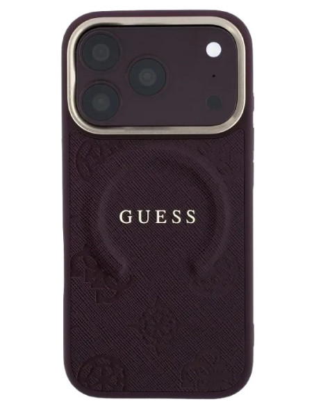 GUESS CARCASA MAGSAFE SAFFIANO PEONY RING IPHONE 18 PRO MAX/17 PRO MAX BURDEOS