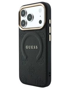 GUESS CARCASA MAGSAFE SAFFIANO PEONY RING IPHONE 18 PRO MAX/17 PRO MAX NEGRO