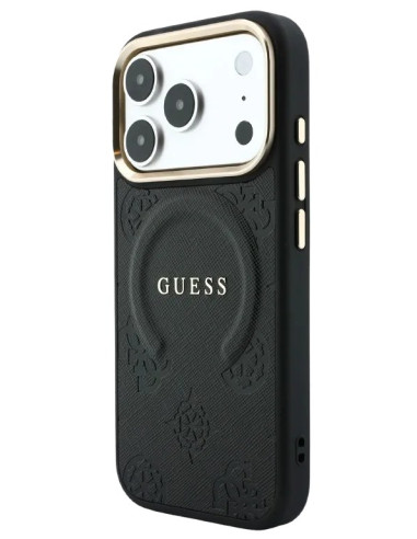 GUESS CARCASA MAGSAFE SAFFIANO PEONY RING IPHONE 18 PRO MAX/17 PRO MAX NEGRO