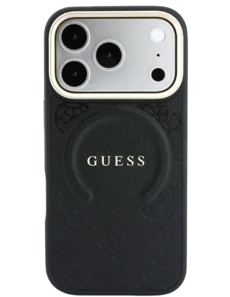 GUESS CARCASA MAGSAFE SAFFIANO PEONY RING IPHONE 18 PRO MAX/17 PRO MAX NEGRO