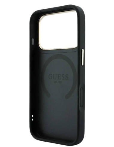 GUESS CARCASA MAGSAFE SAFFIANO PEONY RING IPHONE 18 PRO MAX/17 PRO MAX NEGRO