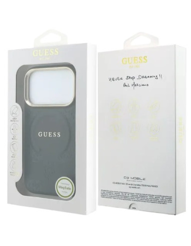 GUESS CARCASA MAGSAFE SAFFIANO PEONY RING IPHONE 18 PRO MAX/17 PRO MAX NEGRO