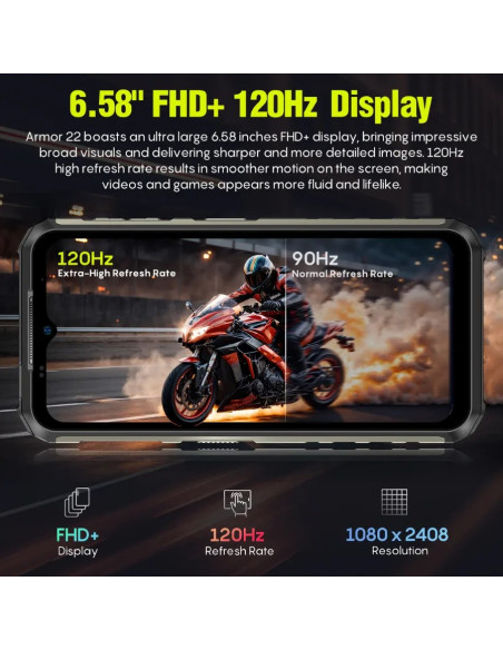 ULEFONE SMARTPHONE RUGERIZADO ARMOR 22 8GB/ 128GB/ 6.58"/ NEGRO