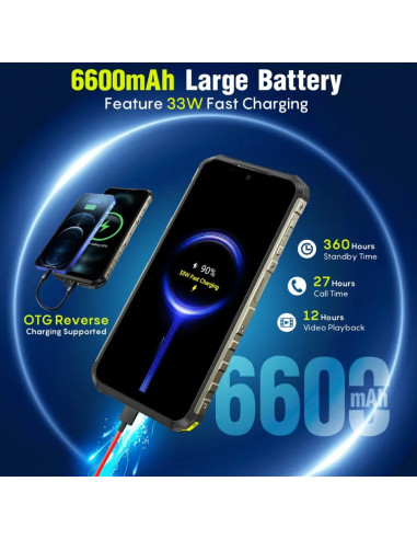 ULEFONE SMARTPHONE RUGERIZADO ARMOR 22 8GB/ 128GB/ 6.58"/ NEGRO
